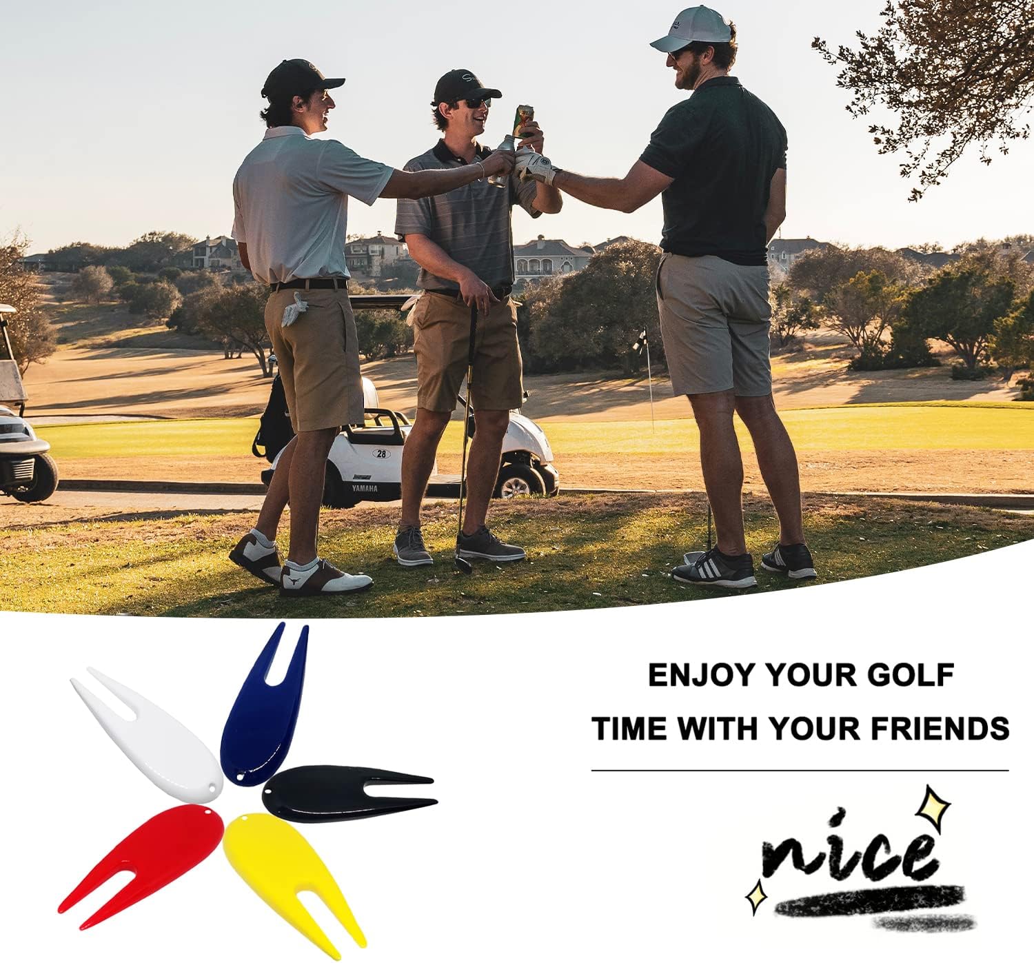 review Adhere 10pcs Golf Divot Repair Tools Plastic Golf Pitchforks 5 Colours Mix Pack