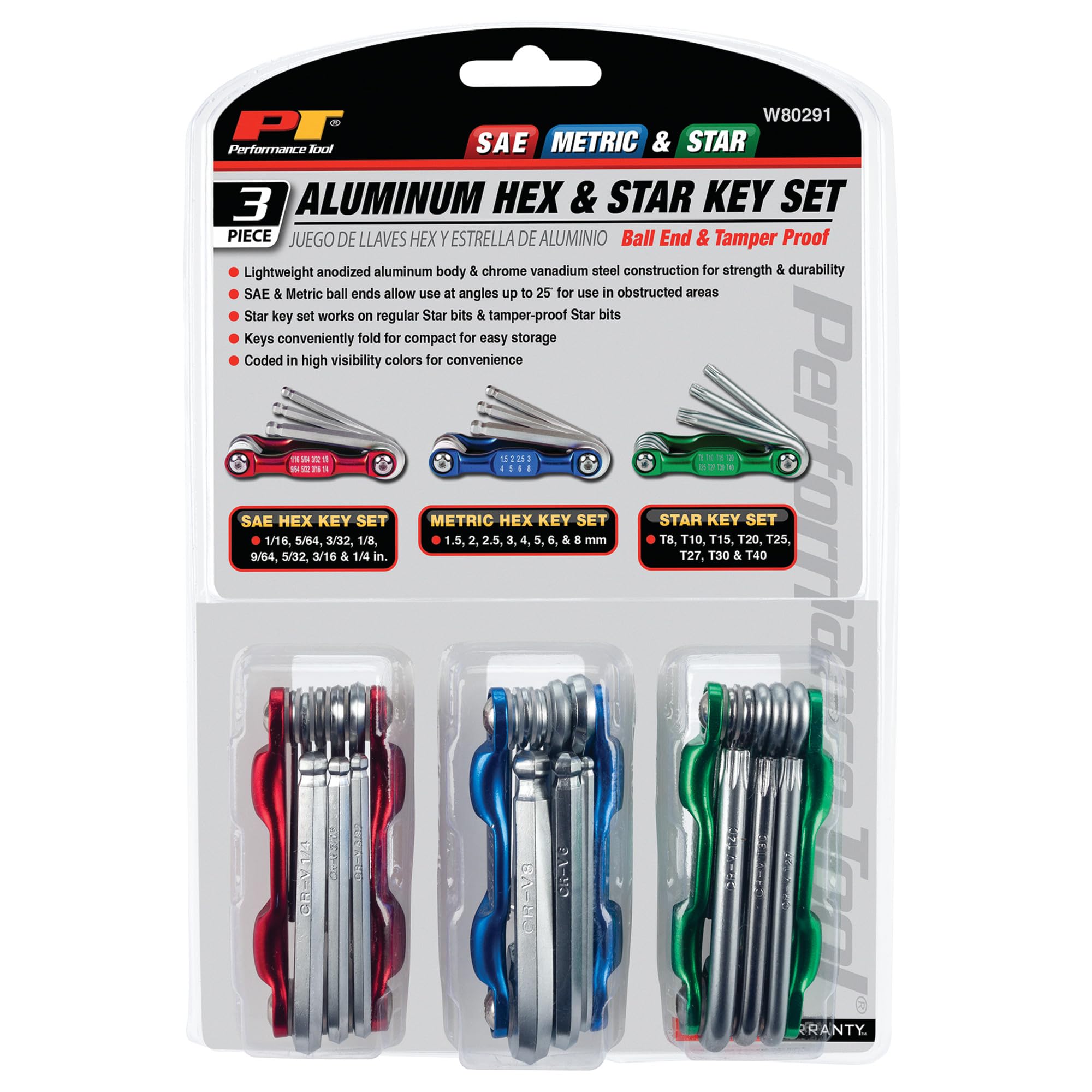 Amazon.com: Performance Tool W80291 Aluminum Hex and Star Key Set