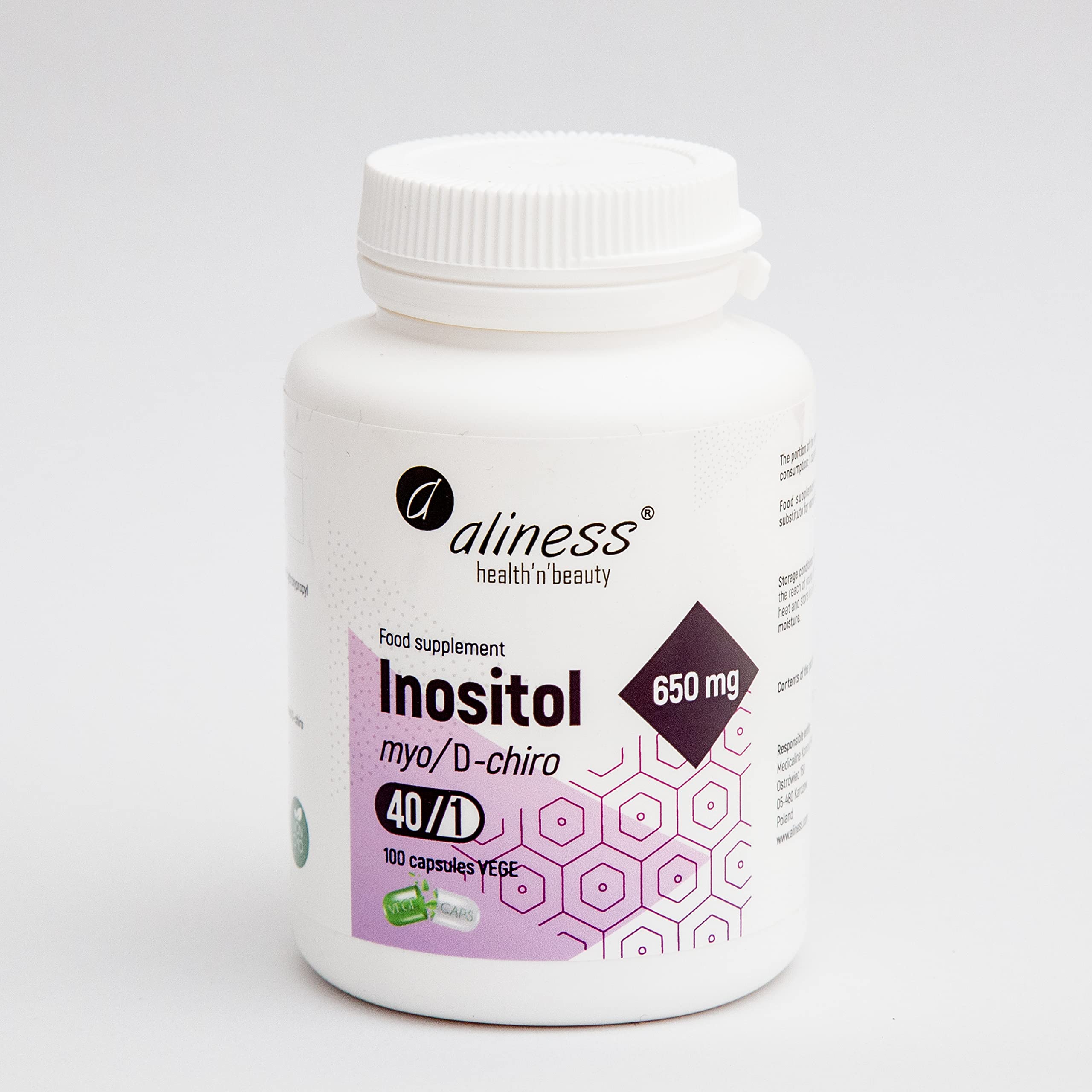 Complément Alimentaire Aliness Inositol + Vitamine B6 – 650 Mg – 100 Gélules