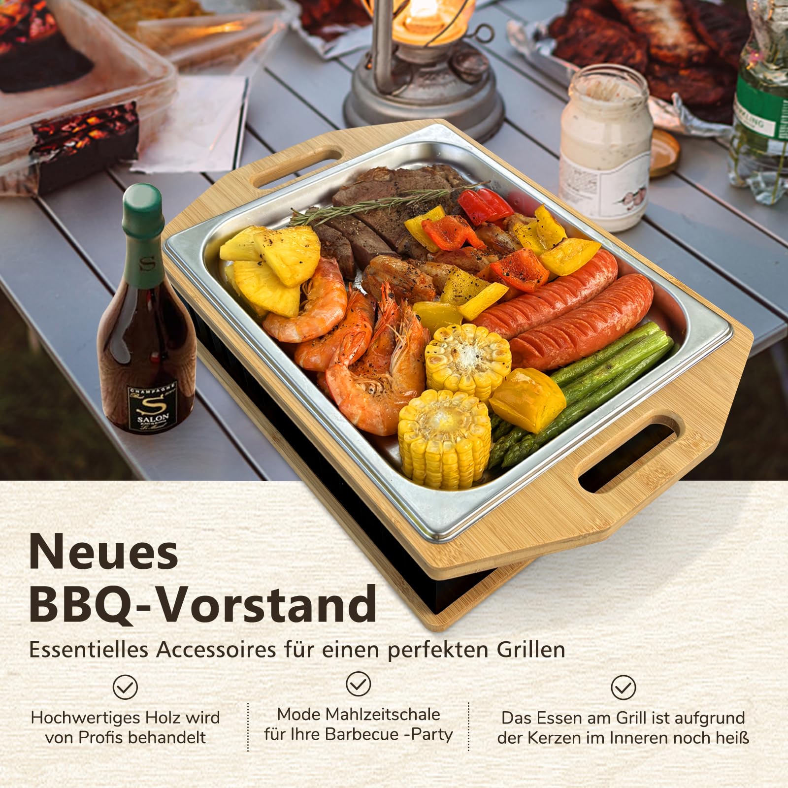 BBQ Warmhalteplatte Teelicht,Warmhalteplatte Grillgut Teelicht,Grill Warmhalteplatte,Fleischwarmhalter FüR Grillen,BBQ Warmhalteplatte Personalisiert