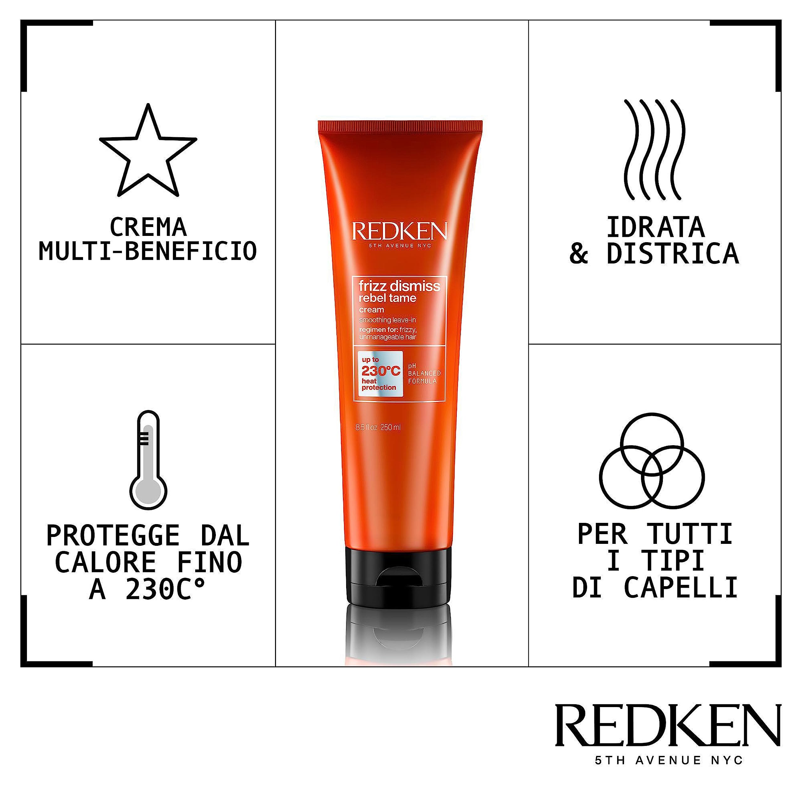 Redken | Trattamento professionale Leave-in Frizz Dismiss Rebel Tame, Con proprietà disciplinanti e effetto anti-crespo, 250 ml