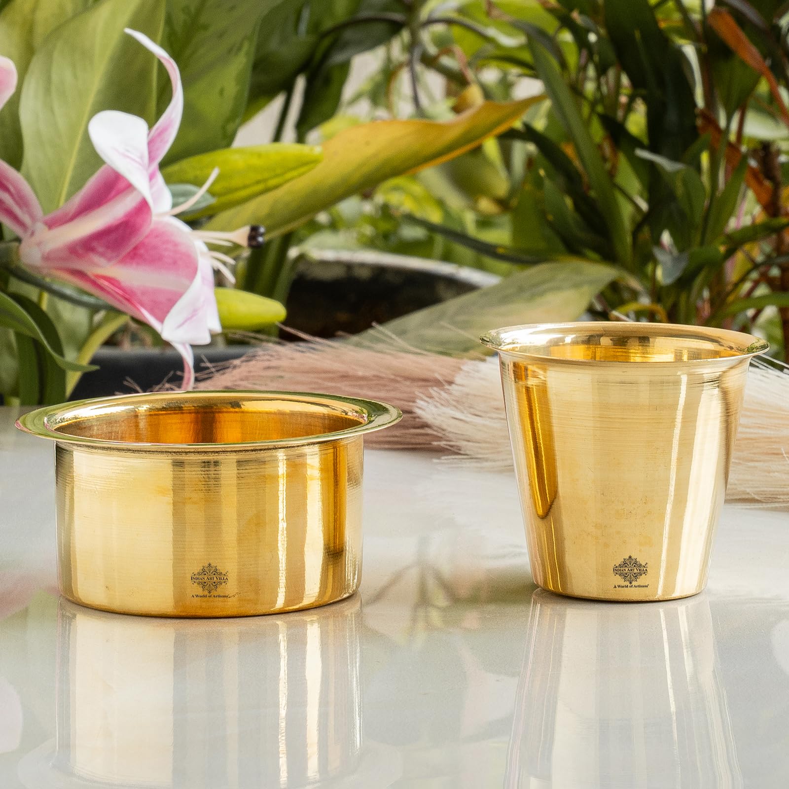 Handcrafted Brass Coffee Filter Set - Indian Tradition -5 Handcrafted Brass Coffee Filter Set - Indian Tradition -5