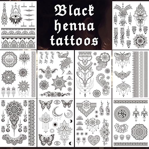 Miniatura 6 de Tatuajes falsos realistas para mujeres, mariposas, flores, 10 hojas temporales para mujeres y niñas, impermeables y extraíbles, calcomanías de arte