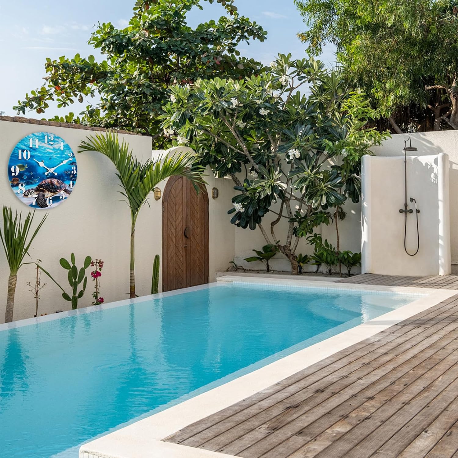 jomparis Large Ocean Wall Clocks Battery Operated Coastal Decor for Living Room Bathroom Bedroom Home(14 Inch,Sea Turtle)