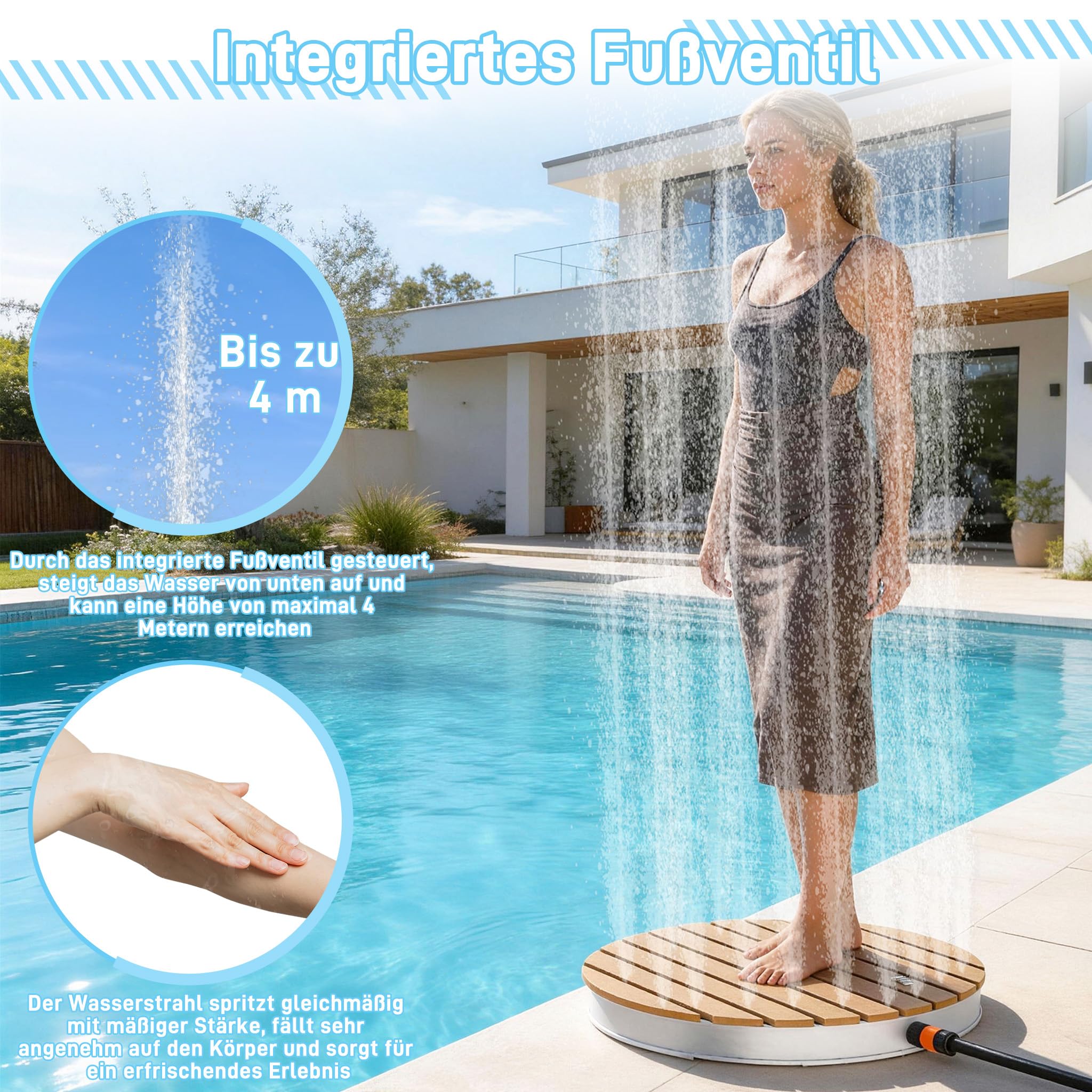 Aufun douche de jardin en WPC- Aluminium, avec une douche de sauna d'empreinte sans glissement Aufun douche de jardin en WPC- Aluminium, avec une douche de sauna d'empreinte sans glissement