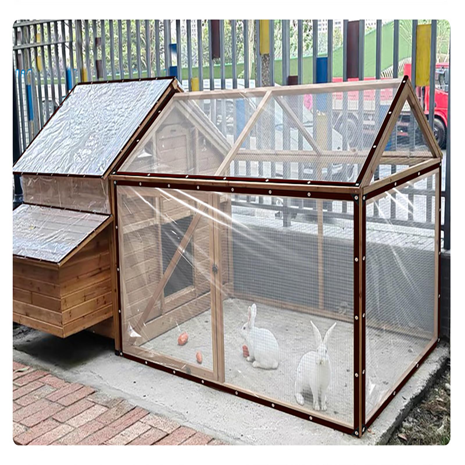Przezroczysta Plandeka Zewnętrzna 400 x 840 cm Wiatroodporny, Odporny Na Rozdarcia Folia Plastikowa Na Boki Markizy Z Oczkami Do Szklarni, Ogrodów I Balkonów, A