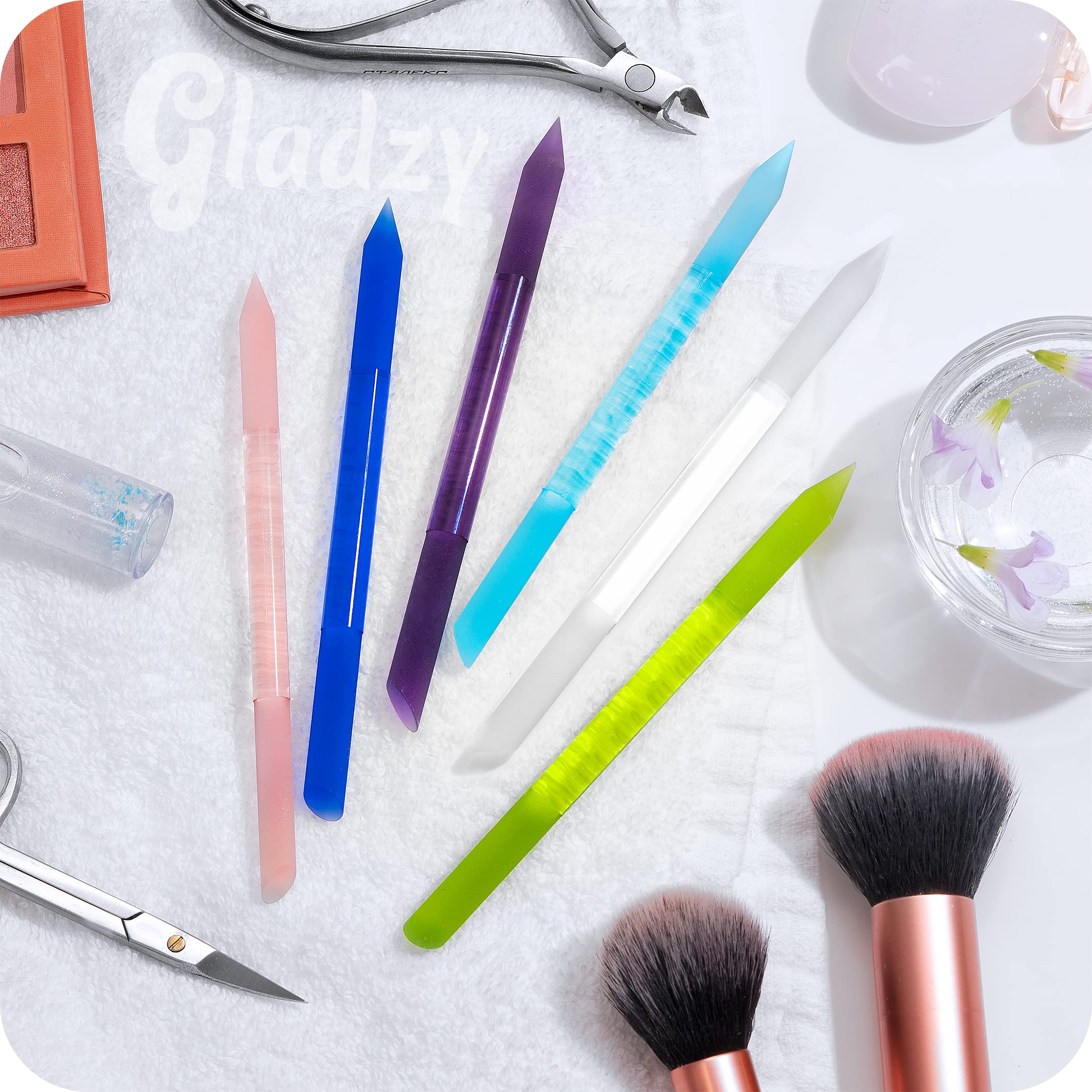 Lime à Ongles avec poussoir à Cuticules en Verre - Bâton de manucure, dissolvant à cuticules professionnel de précision, surface abrasive qui ne s’use jamais, qualité tchèque authentique par Gladzy