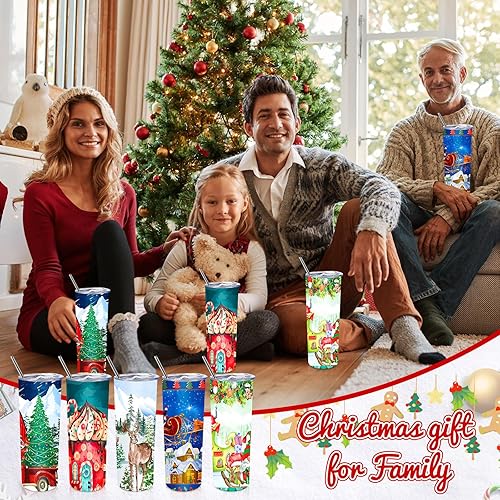 Miniatura 4 de Regalos de Navidad para mujeres y hombres, 10 vasos de acero inoxidable de Navidad a granel de 20 onzas, regalos de agradecimiento de Navidad para