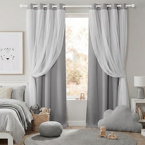 Miniatura 11 de PONY DANCE Cortinas para Sala de 84 Pulgadas de Largo - Cortinas con Capa Traslúcida, 52 Pulgadas de Ancho, Paneles para Tratamiento de Ventanas,