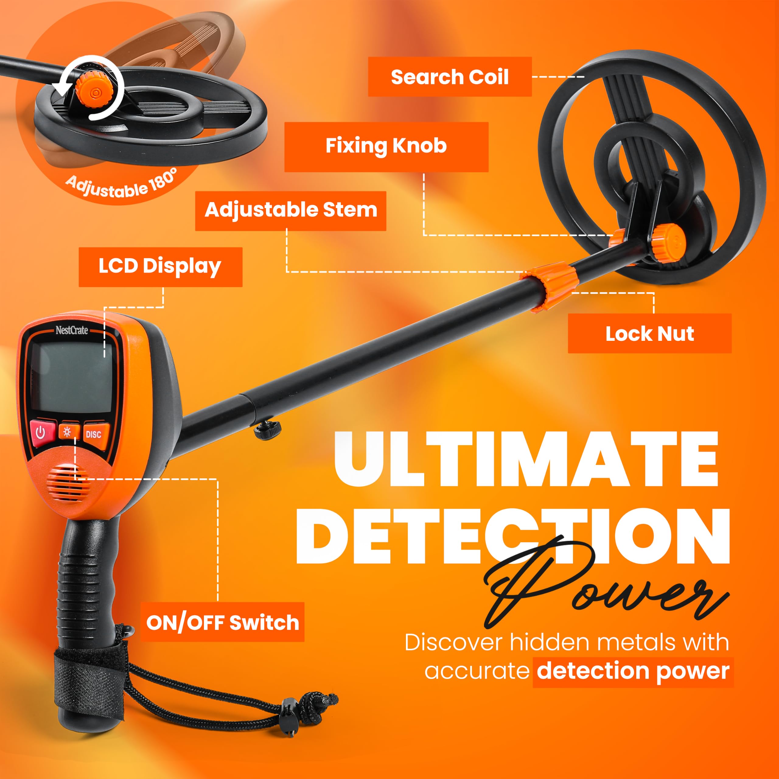 Detector de metales para niños – Detector de metales inalámbrico con bobina impermeable, longitud ajustable, rastrillo de mano de 3 puntas y paleta para detectar objetos pequeños de hasta 4