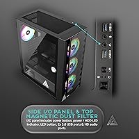 Vista 5 de Apevia Destiny-MESH-BK Destiny Mesh Carcasa para PC Gaming de Torre Media con 4 ventiladores ARGB de 120 mm, 366 modos de luz RGB, 1 panel frontal