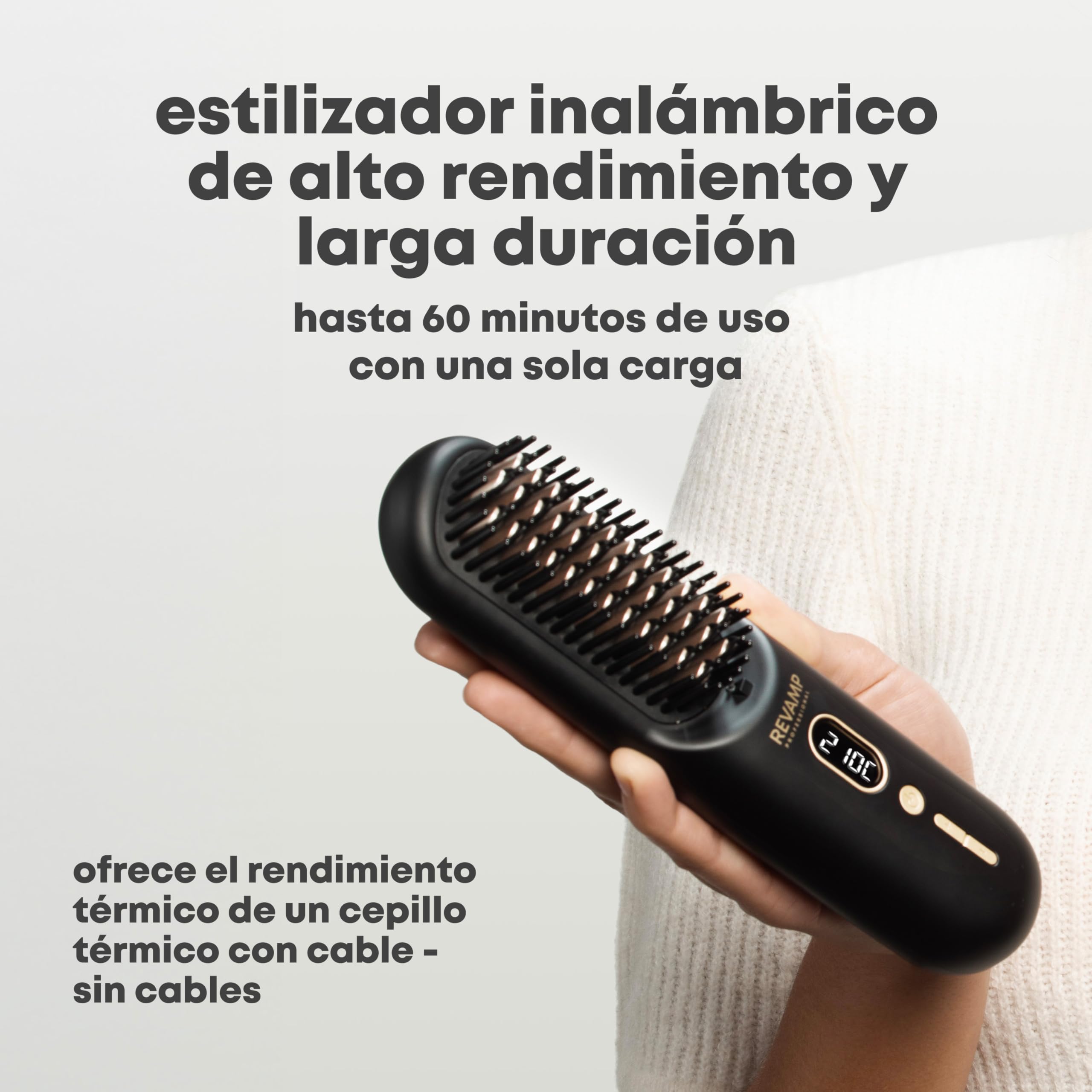 REVAMP Straight & Go Cepillo Alisador Inalámbrico - Iones, USB-C
