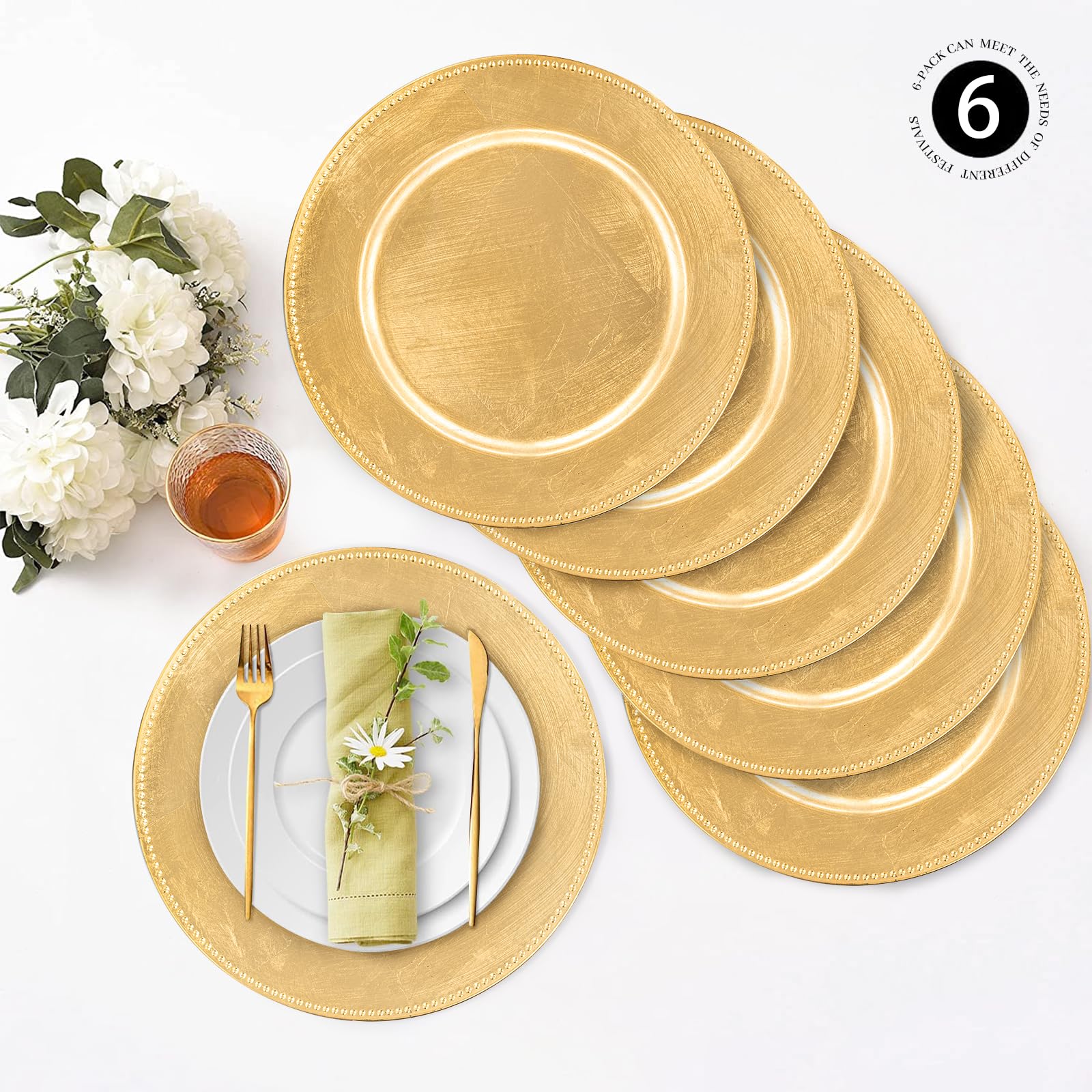 AONAE Lot De 6 Assiettes Rondes Bleues De 33 C Pour Assiettes à Dîner, Assiettes De