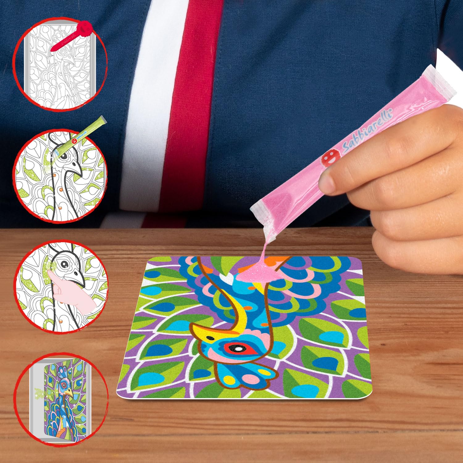 Sabbiarelli Sand-it For Fun - Bag Fantastic Animals - Mini Set Lavoretti Creativi: Colora con la Sabbia i disegni degli animali fantastici, 12 colori, Regalino Bambini Anni 8+