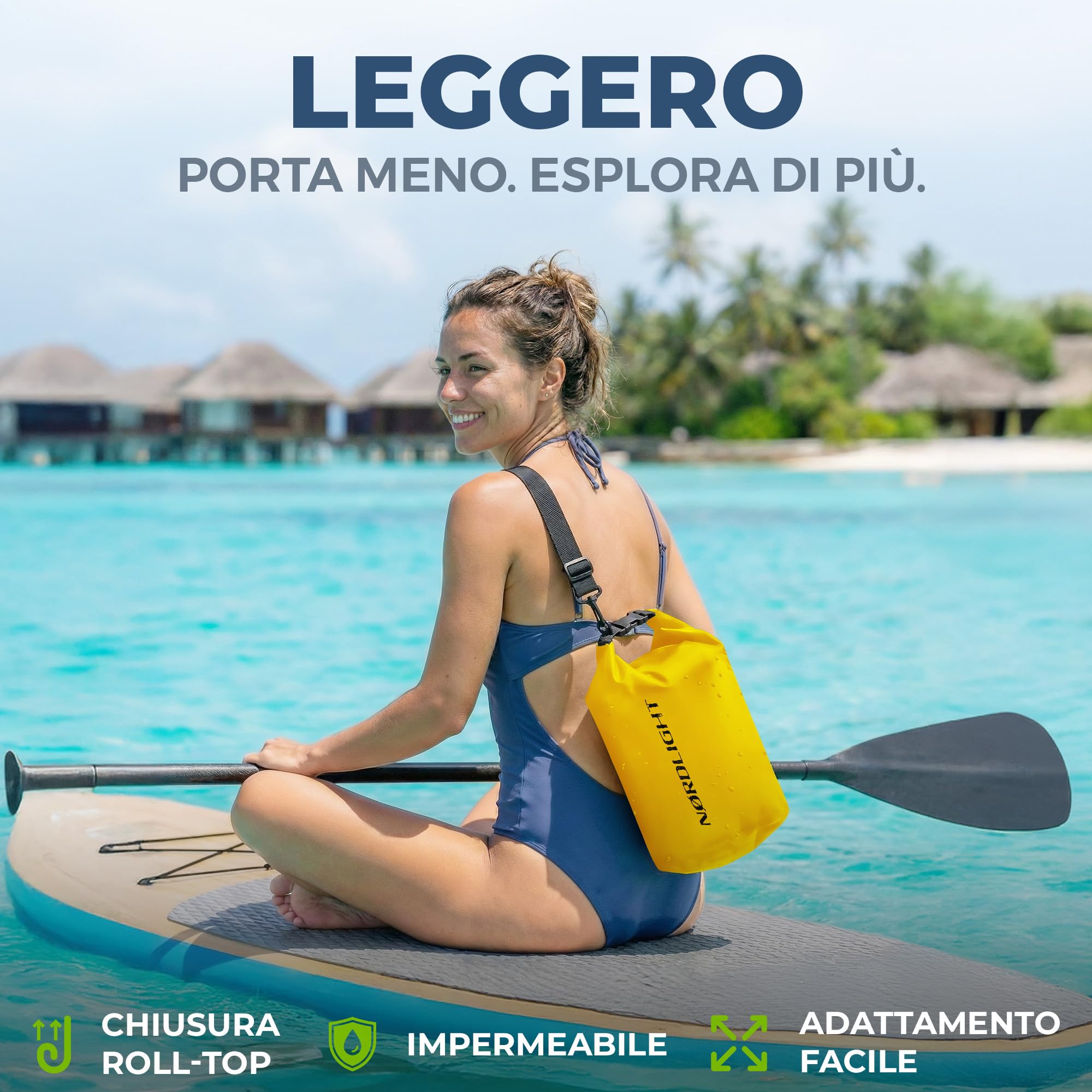 Nordlight Dry Bag Sacca Impermeabile - Zaino Impermeabile da 2l, 5l, 10l, 15, 20l, 30l, Sacca Stagna Borsa Impermeabile con Chiusura a Rotolo, Custodia Impermeabile per Cellulare e Marsupio