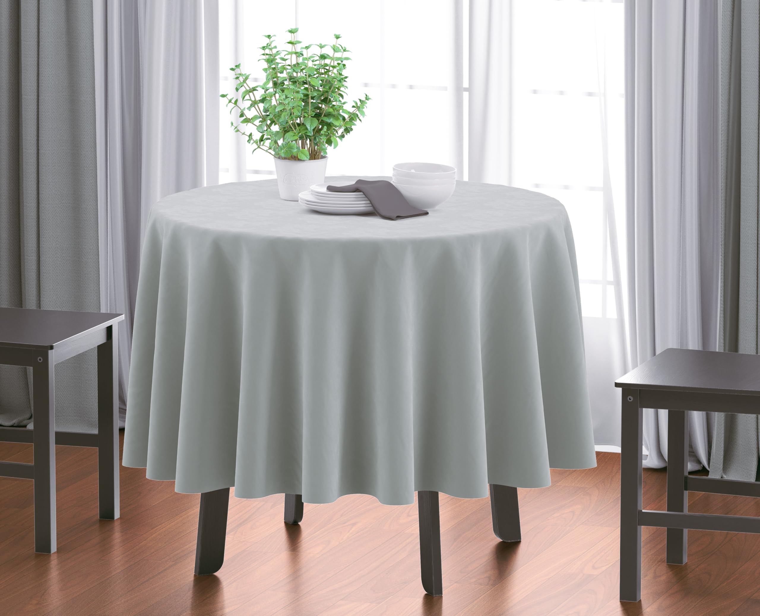 HOME COLORS.IN Plain Solid Cotton 4 Seater Round Table Cover - Durable - Machine Washable - Every Day use Dining Table Cloth - 60 x 60 Inch - Light Grey (B0CL2DB1FB) Amazon Price History, Amazon Price Tracker