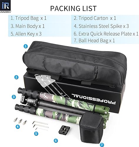 Miniatura 6 de Trípode de fibra de carbono INNOREL RT85CG Super Professional Stand con centro de gravedad baja cabeza esférica panorámica de 360 y cubiertas de