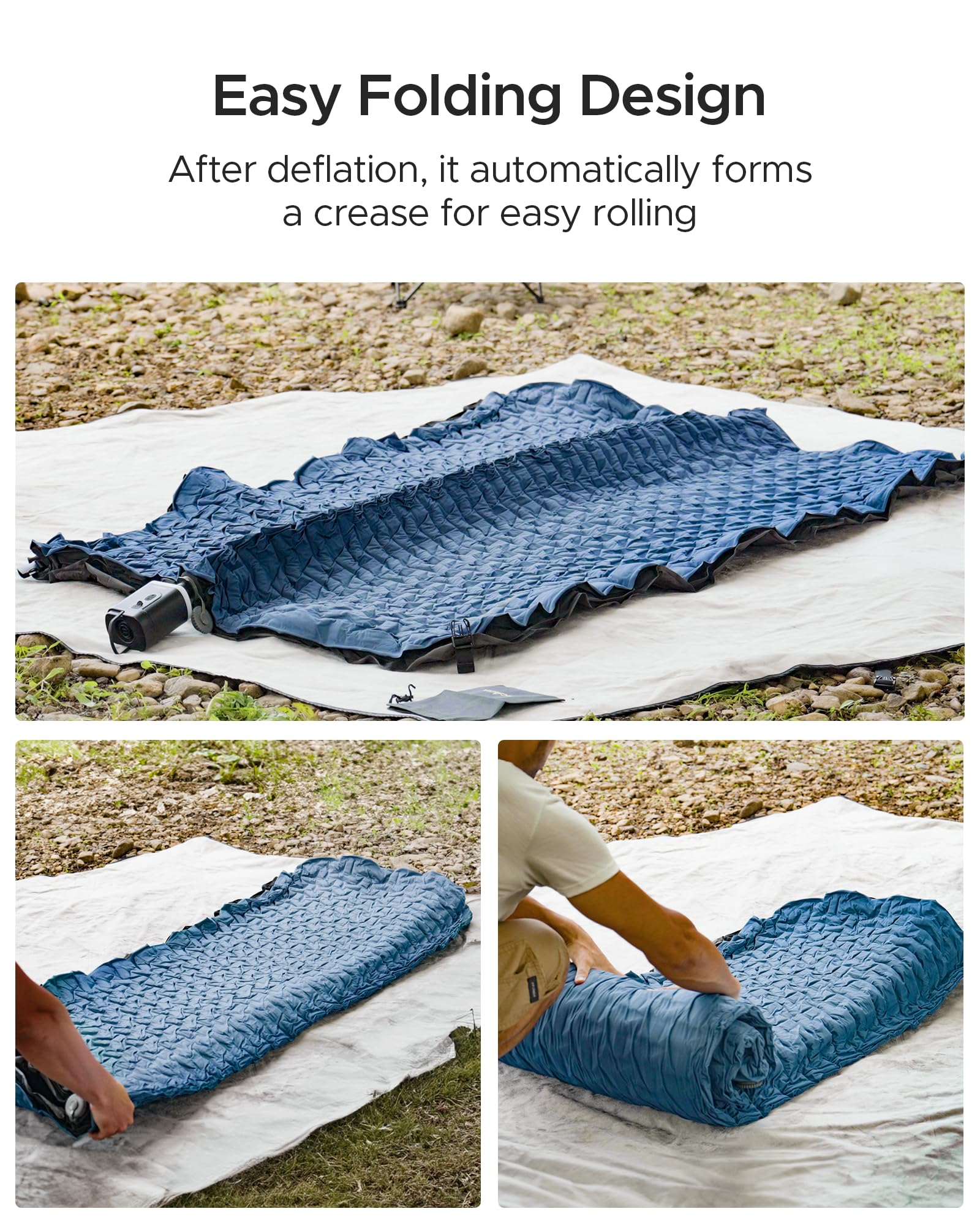 ACACIA Almohadilla de Dormir autoinflable de 4 Pulgadas de Grosor con Espuma, innovadora Estructura telescópica en Forma de Y, colchón de Aire ultraportátil para Acampar con Bolsa de Bomba, Cama de