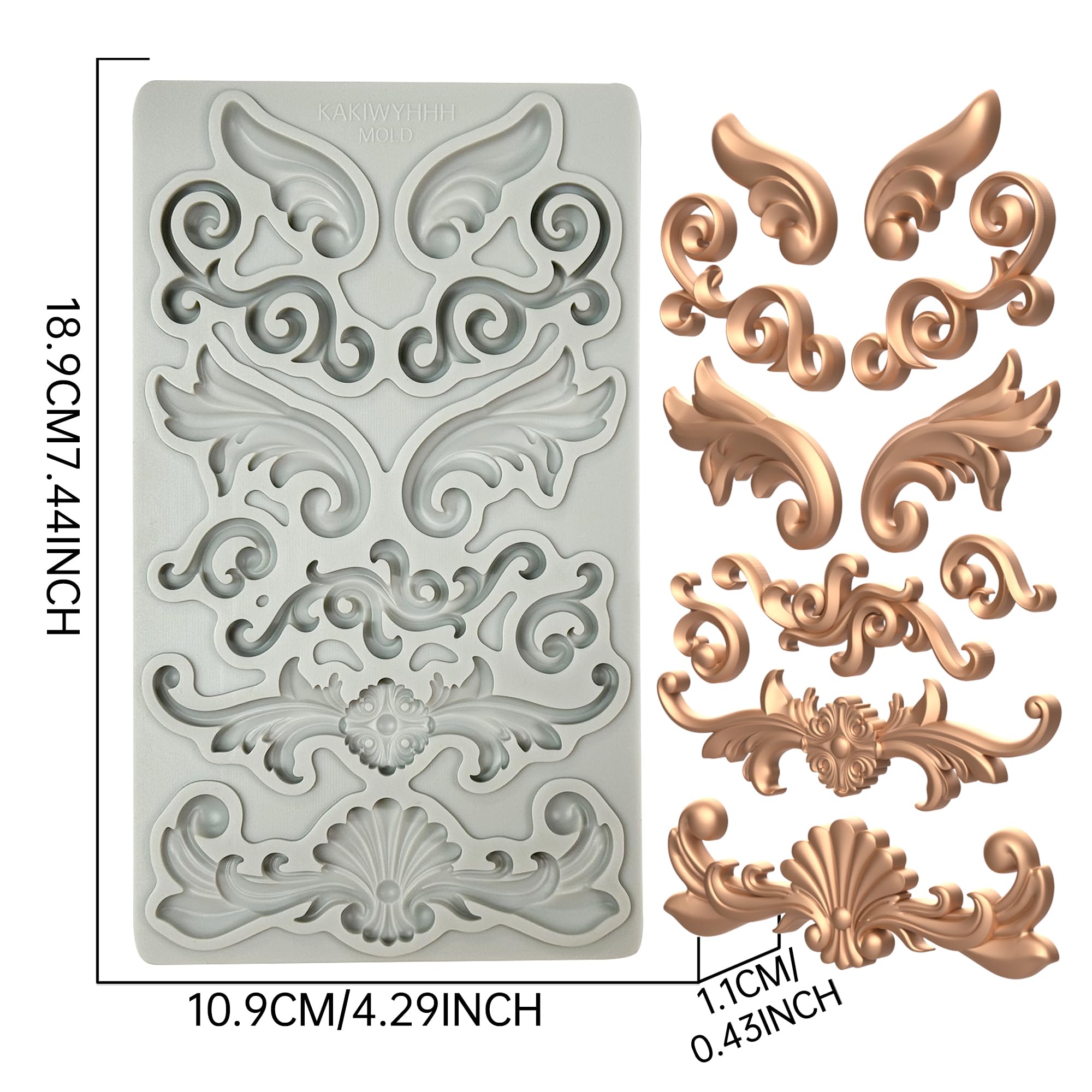 KAKIWYHHH Redesign Home Decor Moulds,Style A,Baroque Curlicues Scroll Lace,Sculpted Decoration,Fondant,Sugar Craft,Cake Decorating, Epoxy Resin Silicone,Baking DIY,Craft,Soap,Polymer Clay,Molds