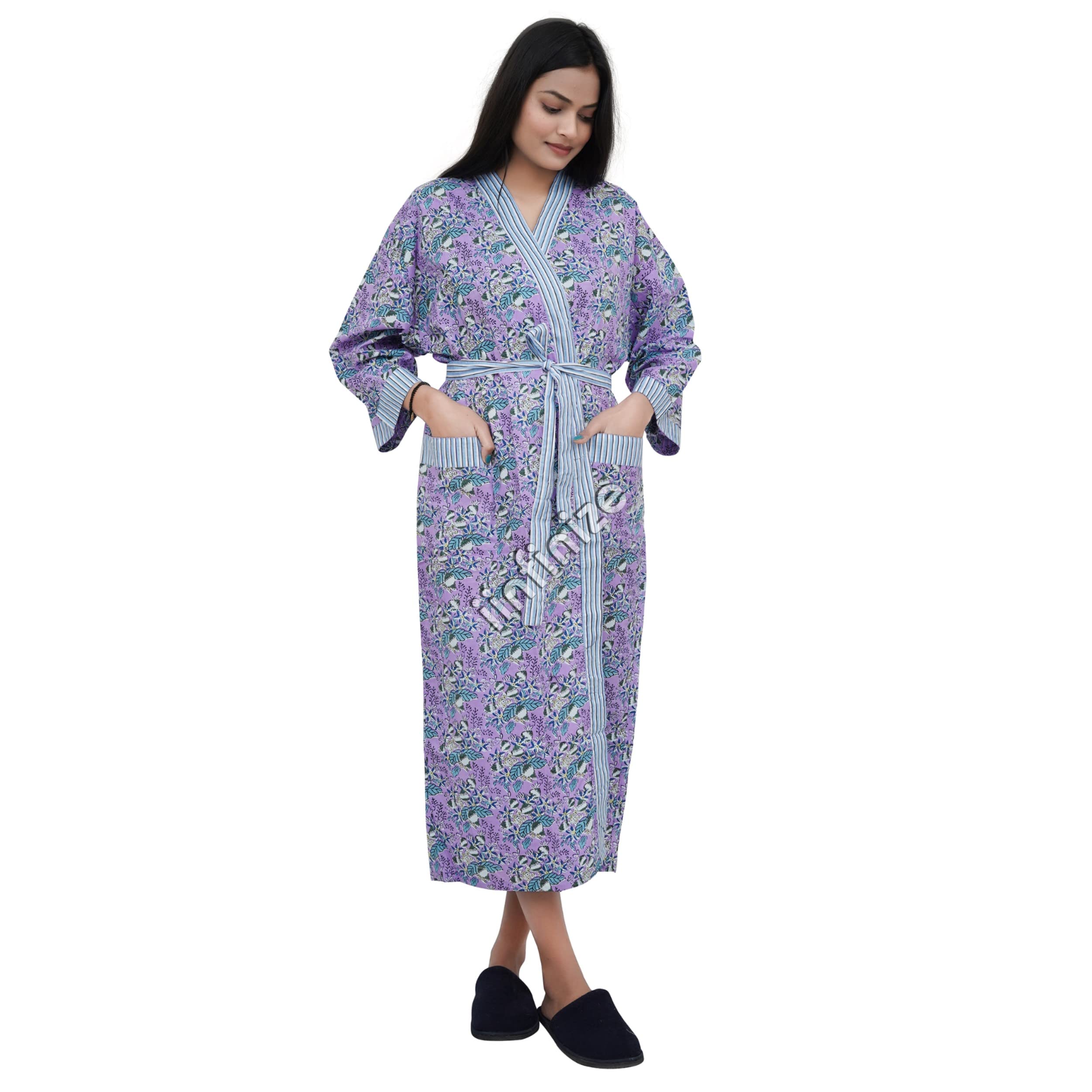 Kimono szlafroki kąpielowe Nighty dla kobiet bawełniana odzież kąpielowa okrycie bikini 2 kieszenie kostiumy plażowe kardigan topcoat, NIEBIESKI, rozmiar uniwersalny