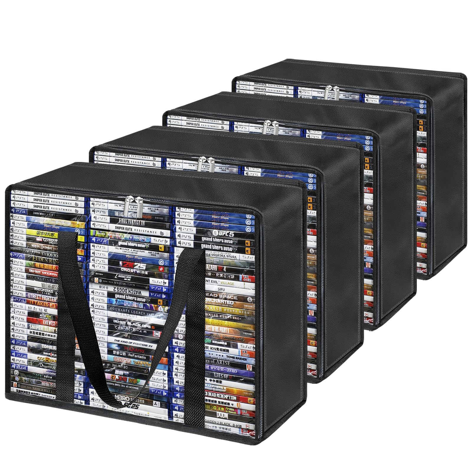 DVD-Blu-Ray-Aufbewahrungstaschen, 4 Stück DVD-Aufbewahrungsboxen für 280 DVD-Hüllen (je 70 Stück), hochtransparente Medien-Aufbewahrungsboxen aus Kunststoff für VHS, Videospiele, CDs