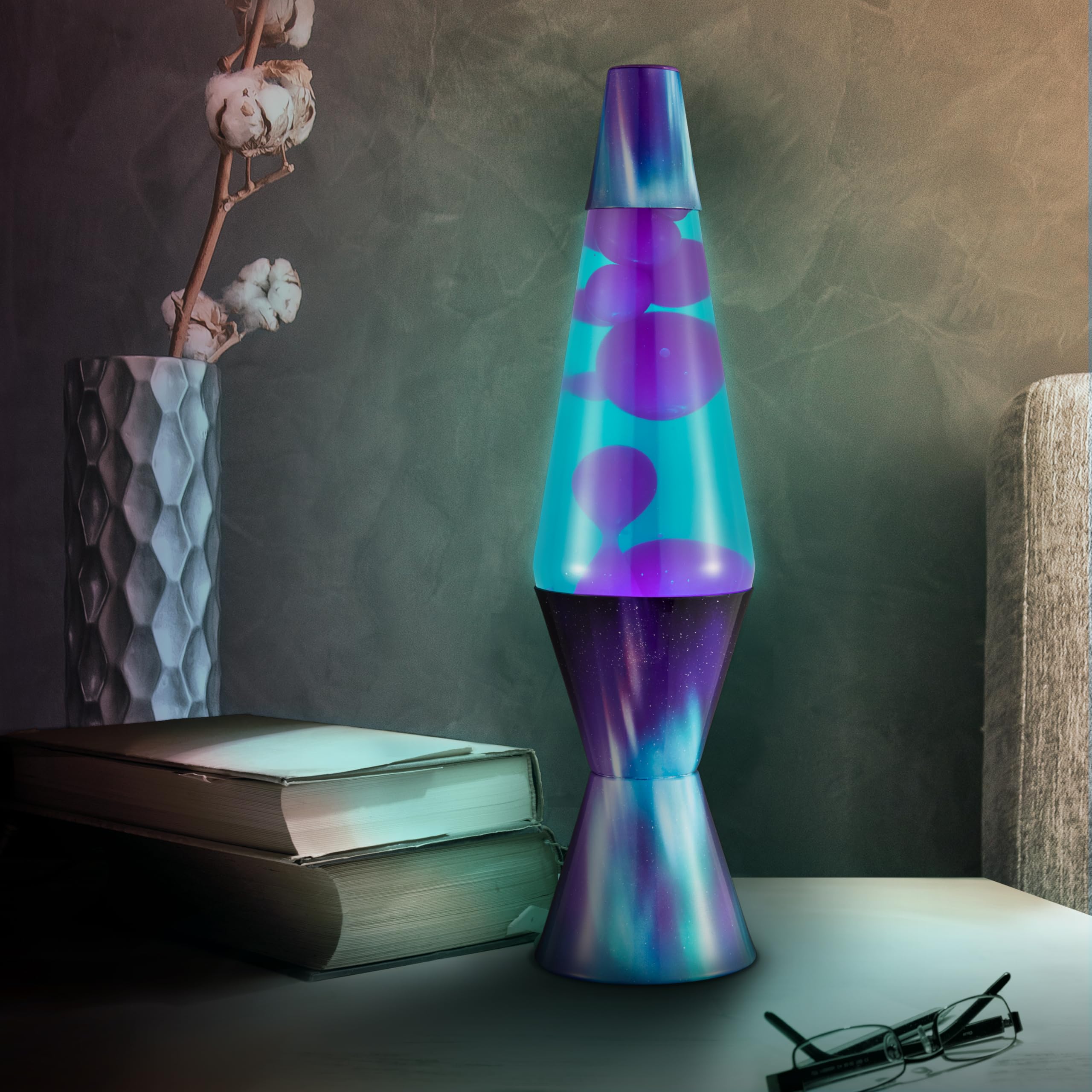 LAVA - Lampada Lava Aurora Borealis 2047, cera viola, liquido blu-verde, base decorativa e coperchio, originale 14,5 pollici lampada di movimento del marchio LAVA