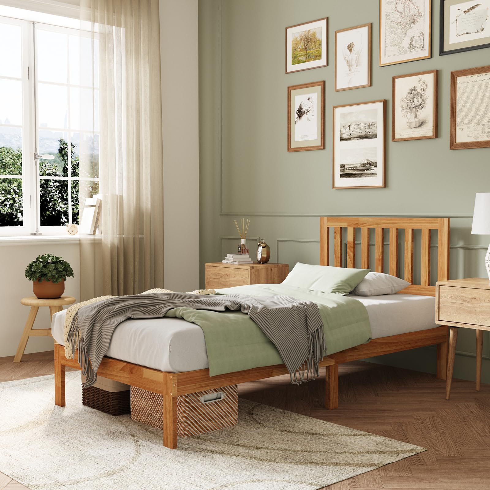 Amazon.com: Novilla Twin Bed Frame Wood Twin Platform Bed Frame