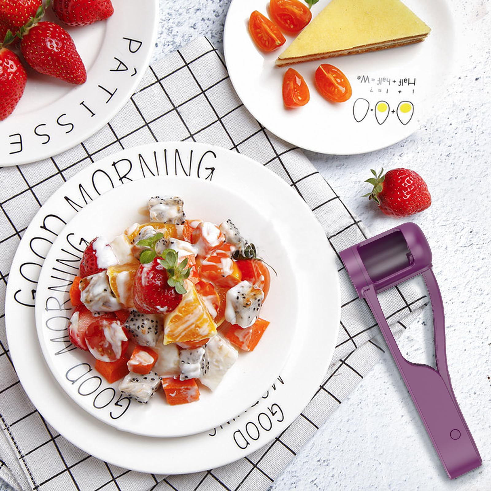 WhiteRhino Contador de Una para Niños,Máquina Cortadora de Frutas de Acero Inoxidable Cortadora de Fresas de Tomate para Cocina Ensalada de Frutas y Verduras de Corte de Pasteles Aceros Inoxidables