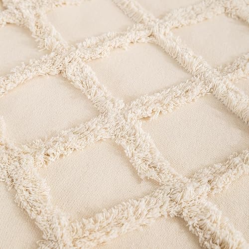 Miniatura 7 de Juego de 2 fundas de almohada bohemias de 18 x 18 pulgadas, fundas de almohada decorativas de granja con borlas, funda de cojín cuadrada de felpa