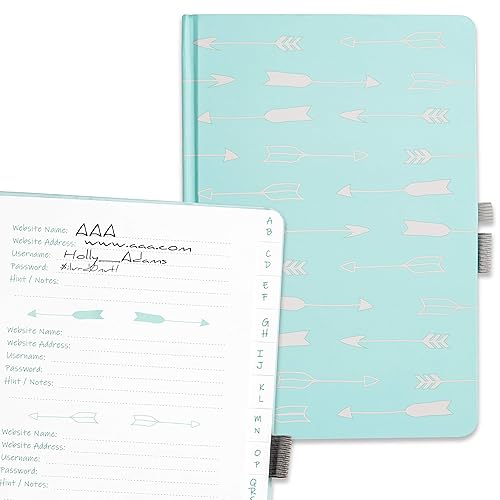 Miniatura 6 de Budget Keeper - Libro de contraseñas con pestañas - Organizador de contraseñas - Libro de registro de tamaño grande con lazo para bolígrafo y cierre