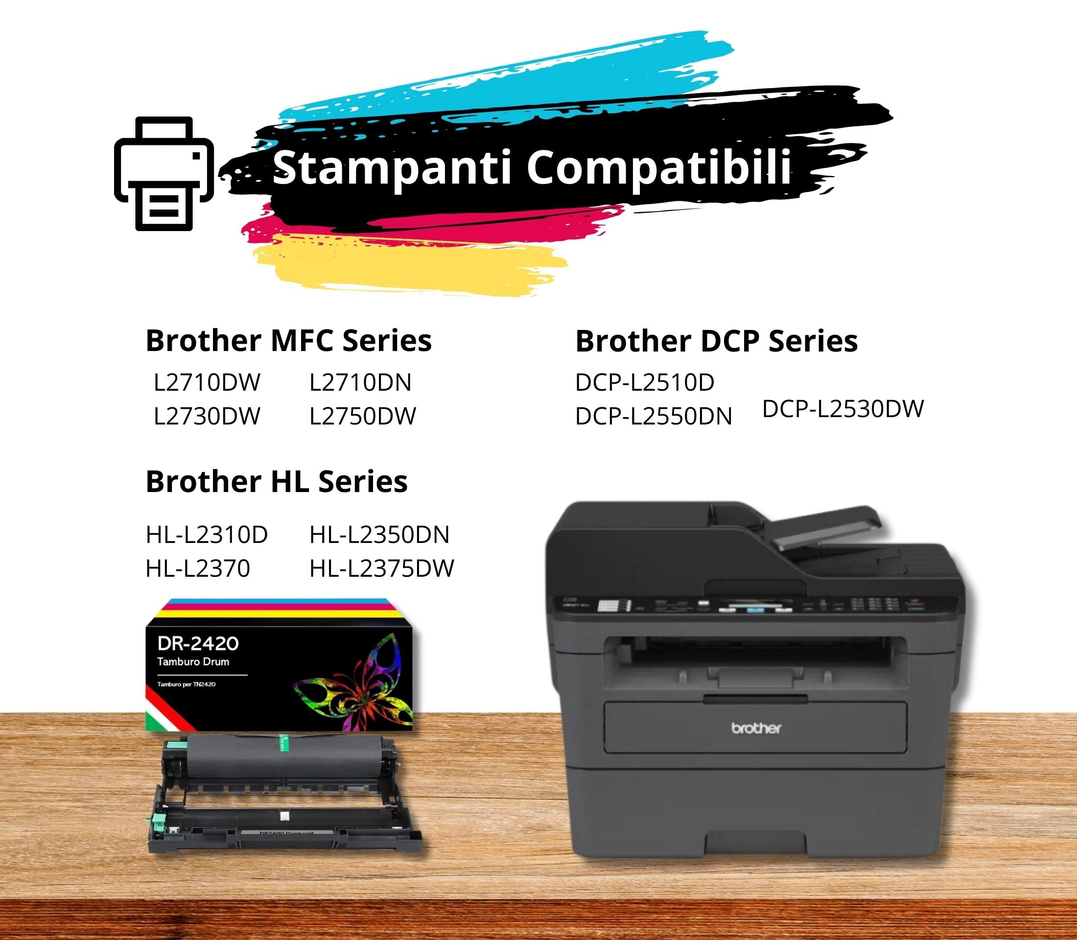 NON CARTUCCIA Tamburo Compatibile DR2400 Drum per Brother MFC-L2710DW HL-L2350DW MFC-L2710DN HL-L2310D DCP-L2530DW MFC-L2750DW DCP-L2510D MFC-L2730DW HL-L2375DW DCP-L2550DN