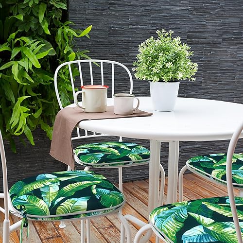 Miniatura 9 de Cojines para sillas de interiorexterior de 16 x 17 pulgadas, cojines para sillas de patio con lazos, cojines de asiento para todo tipo de clima,