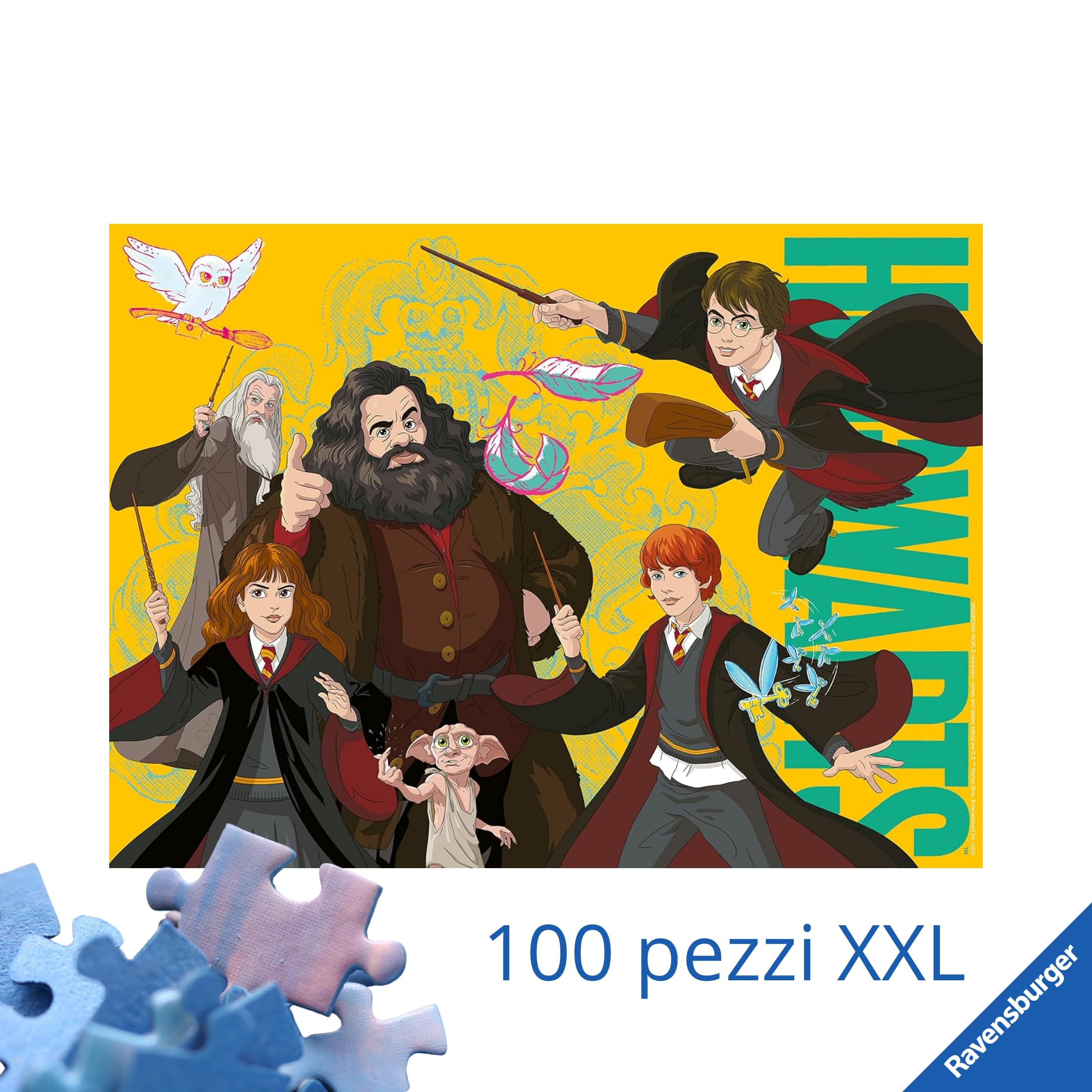 Ravensburger - Puzzle 100 Pezzi XXL Harry Potter, Idea Regalo per Bambini 6+ Anni, Gioco Educativo e Stimolante
