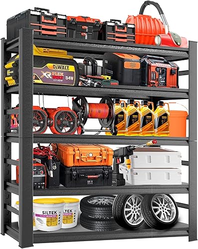 Estantería ajustable de acero resistente y duradera, con valla, almacenamiento para garaje, sótano, almacén y demás, 5 niveles, 63" de alto x 32" de
