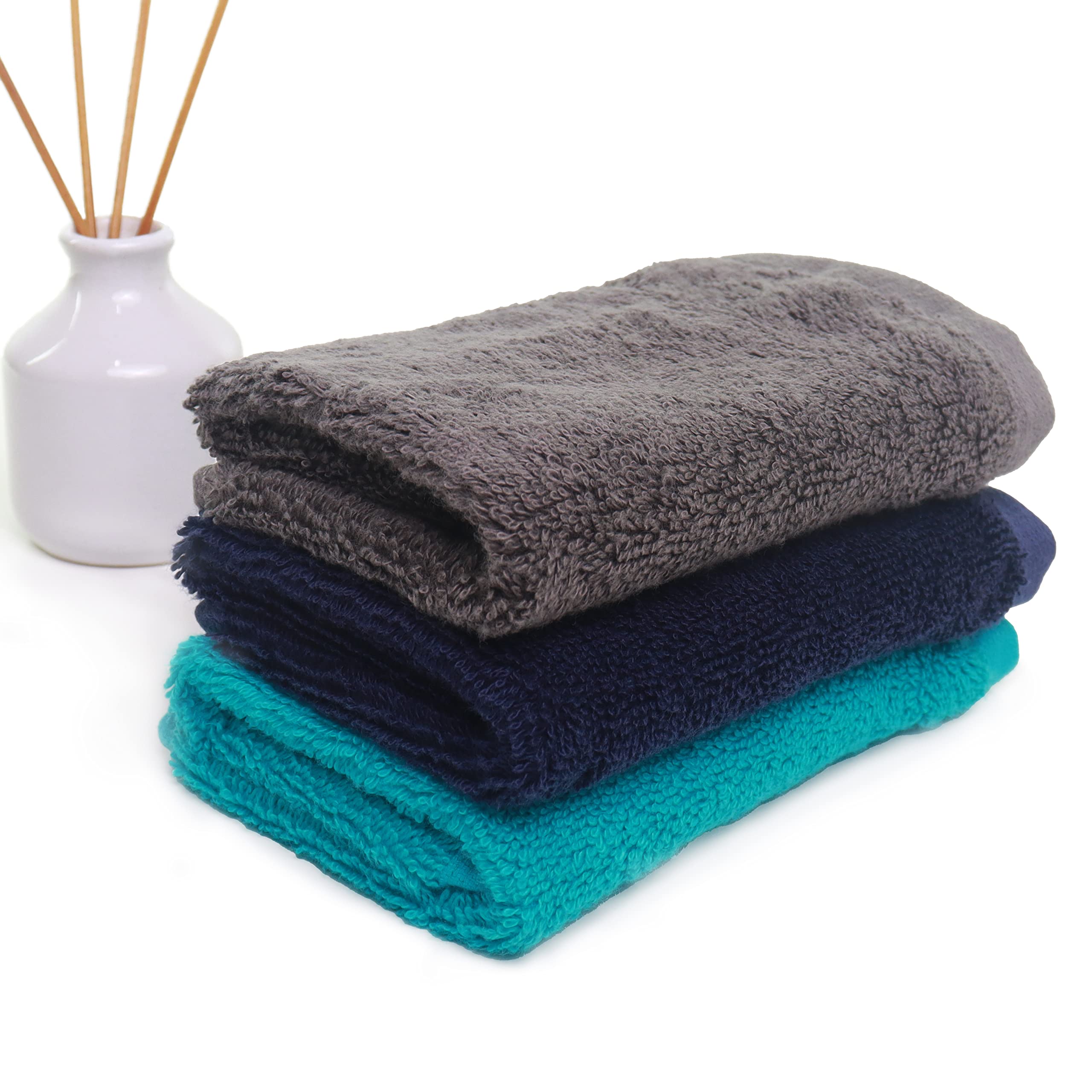 HEELIUM Bamboo Face Towel | Ultra Absorbent & Odour-Free | 3X Softer Than Cotton Towels | 30 x 30 cm - 600 GSM | Pack of 3 - Blue, Teal, Grey (B0BW9FTXHC) Amazon Price History, Amazon Price Tracker