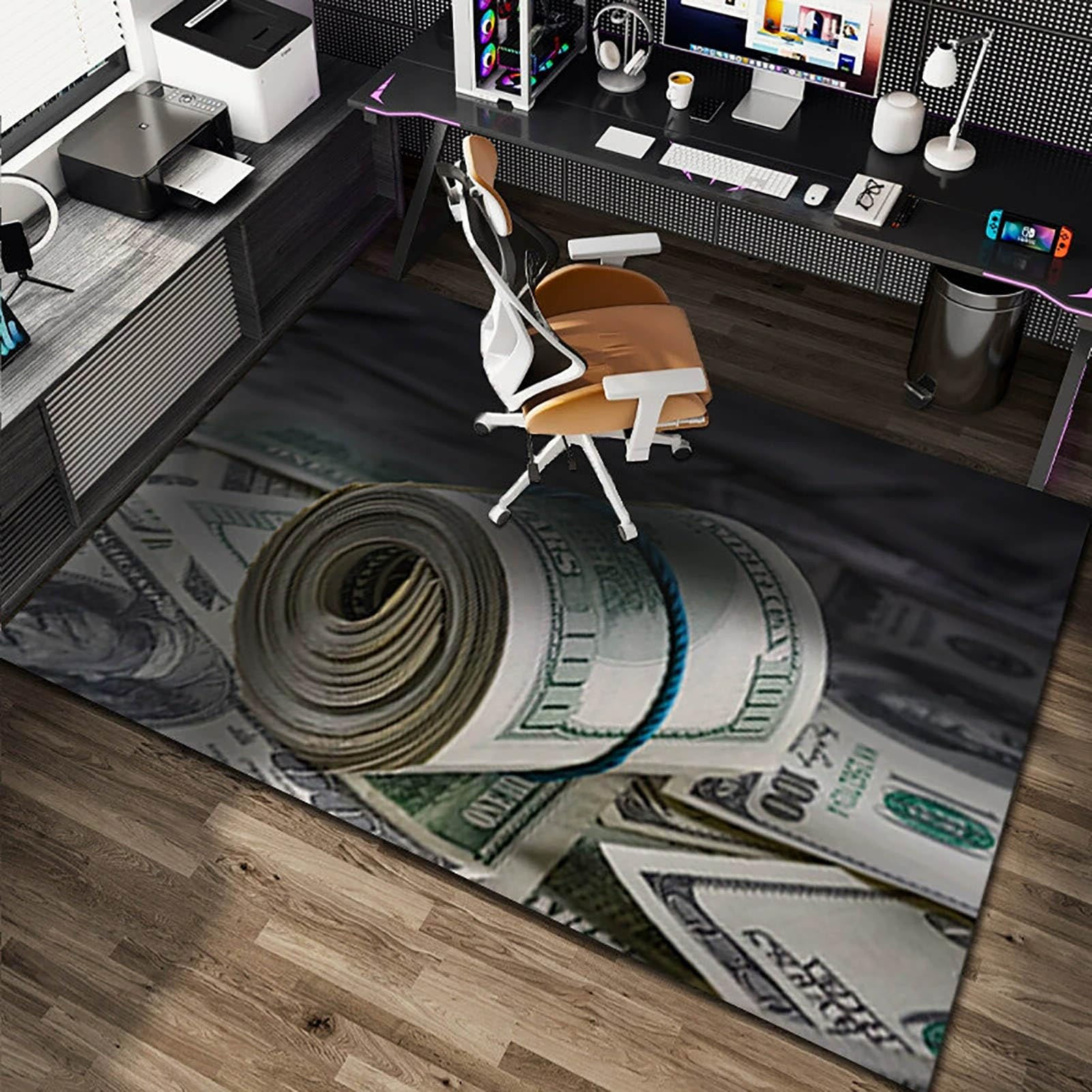 3D Money Rug for Living Room US Dollar Bedroom Rugs Washable Funny Runner Rug Home Decor Carpet 2'8"x5'3"