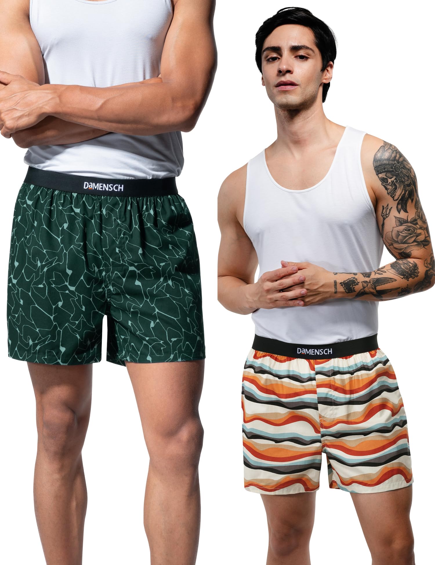 DAMENSCHRegular Fit Printed Cotton Blend Trunk Underwear Anti-Bacterial Moisture Wicking Breathable Microfibre Waistband Deo-Cotton Trunks for Men