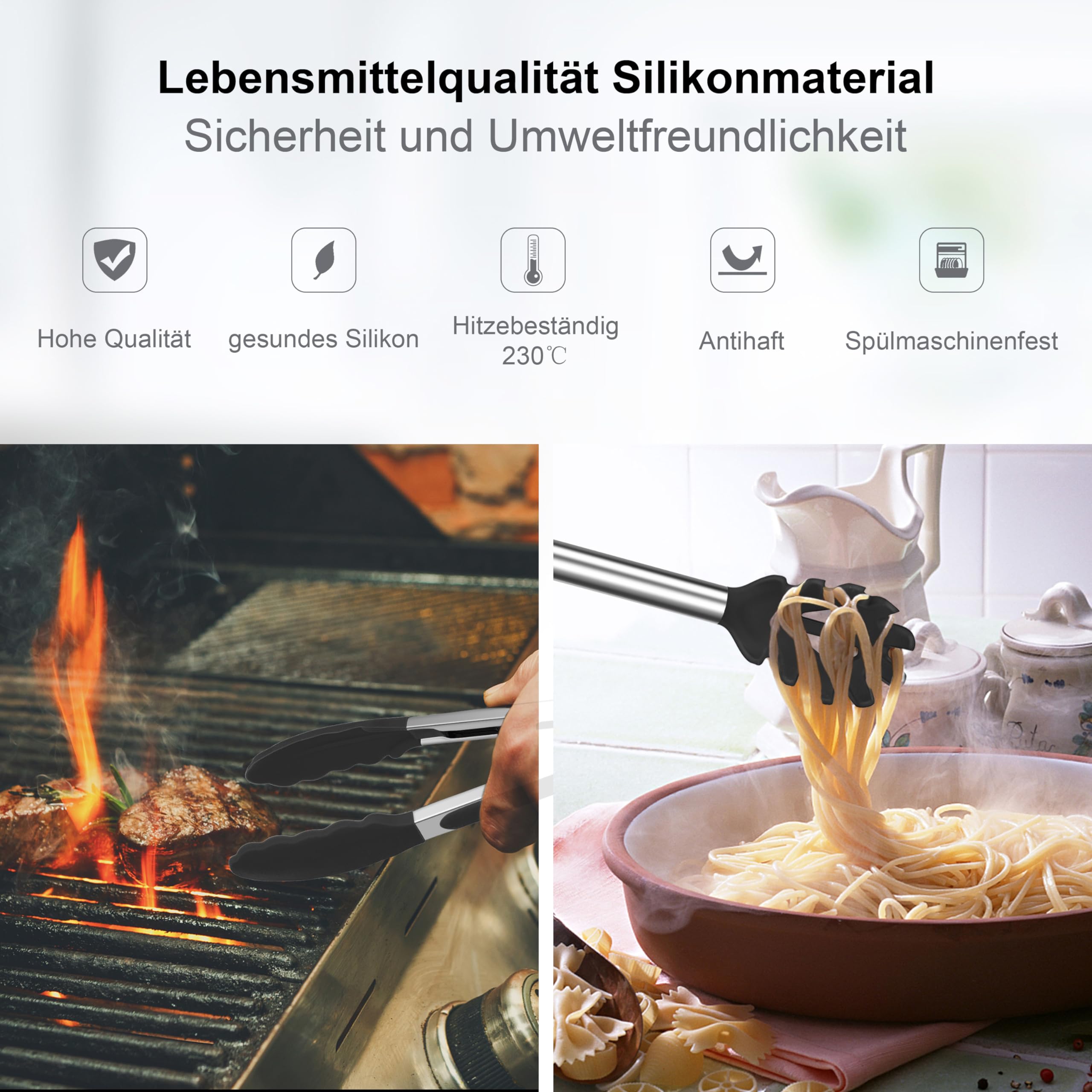 Herogo Lot de 25 ustensiles de cuisine en silicone avec support, résistants à la chaleur avec poignée en acier inoxydable, ustensiles de cuisine antiadhésifs, récipients de rangement, noir