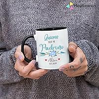 Vista 4 de Padrinos De Bautizo Propuesta Set 2 Tazas Café 11Oz, Quieres Ser Mi Madrina est 2024, Regalo de propuesta de padrinos, Para Niño, Niña, Dios padres