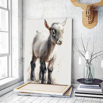 Amazon | ヤギの水彩画 数字油絵 子供のような動物のイラスト