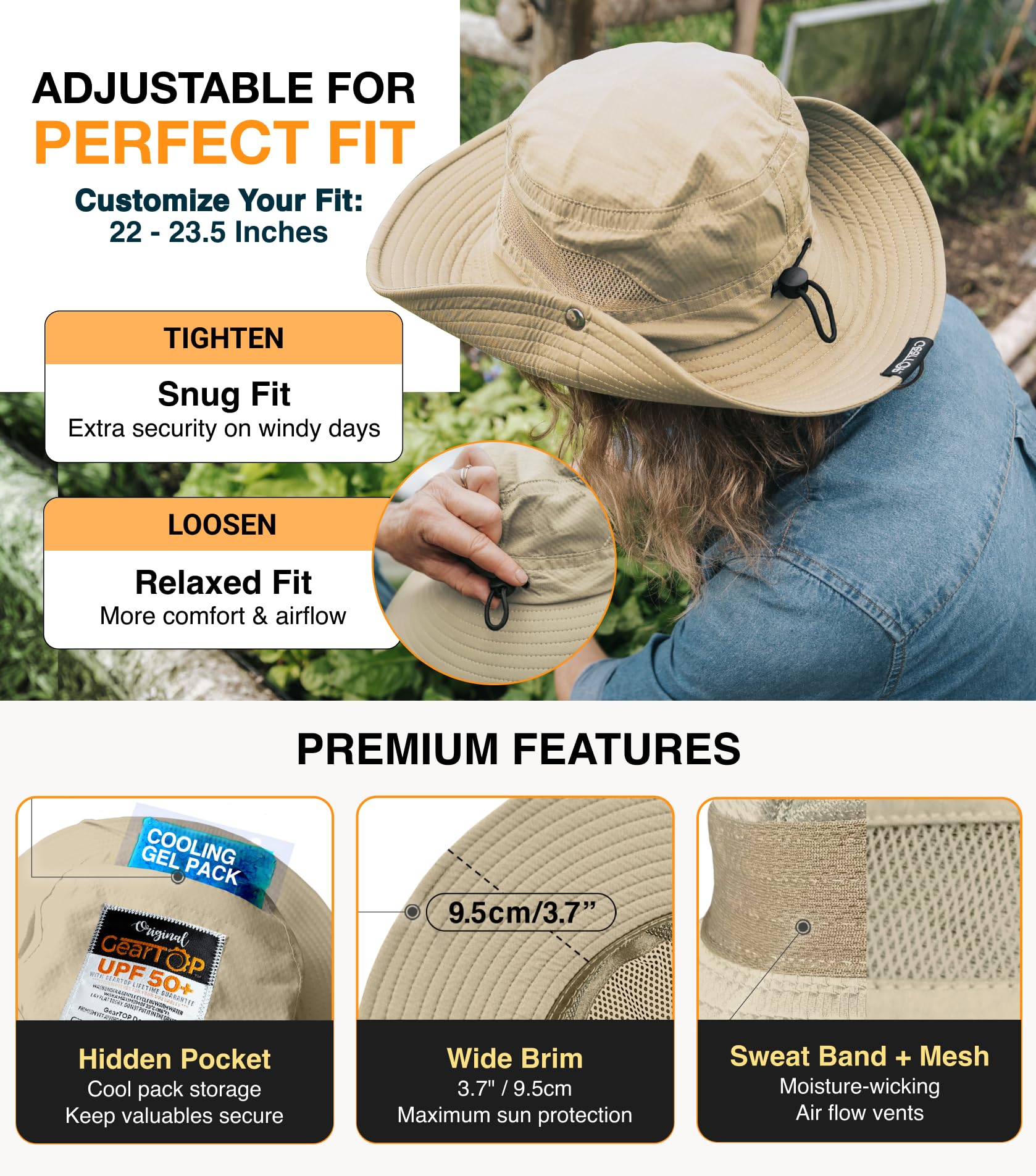 Geartop pesca cappello, Khaki