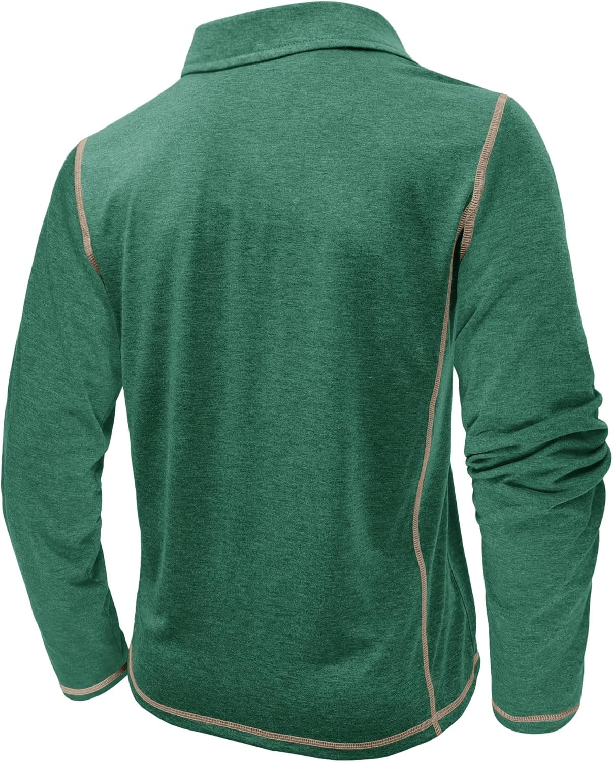 Mens Athletic Polo Shirt Cotton Workout Button Collar Long Sleeve Shirts with Pocket - Image 5