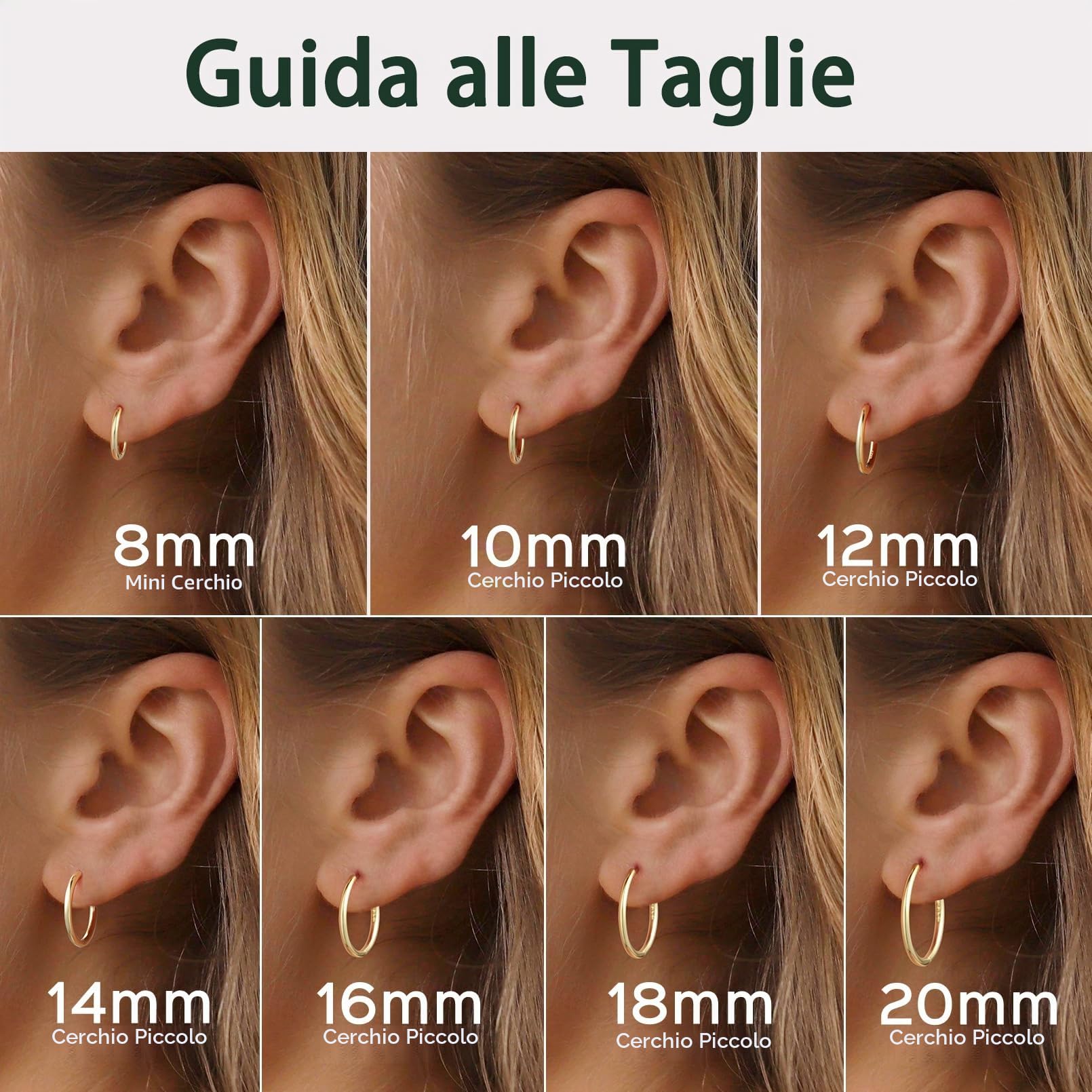 ChicSilver 8-20mm Orecchini a Cerchio Donna Argento 925 Nero Oro Rosa | argento 925 delicato sulla pelle e anallergico; design semplice e classico, brillante, elegante,intramontabile e versatile