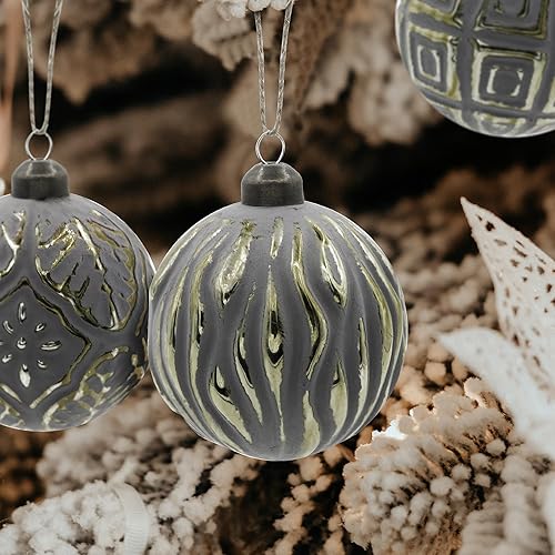Miniatura 4 de Adornos de bola de Navidad de bronce neutro (3.15 pulgadas3.150 in, juego de 6) bola de vidrio de metal envejecida, adornos de Navidad de estilo