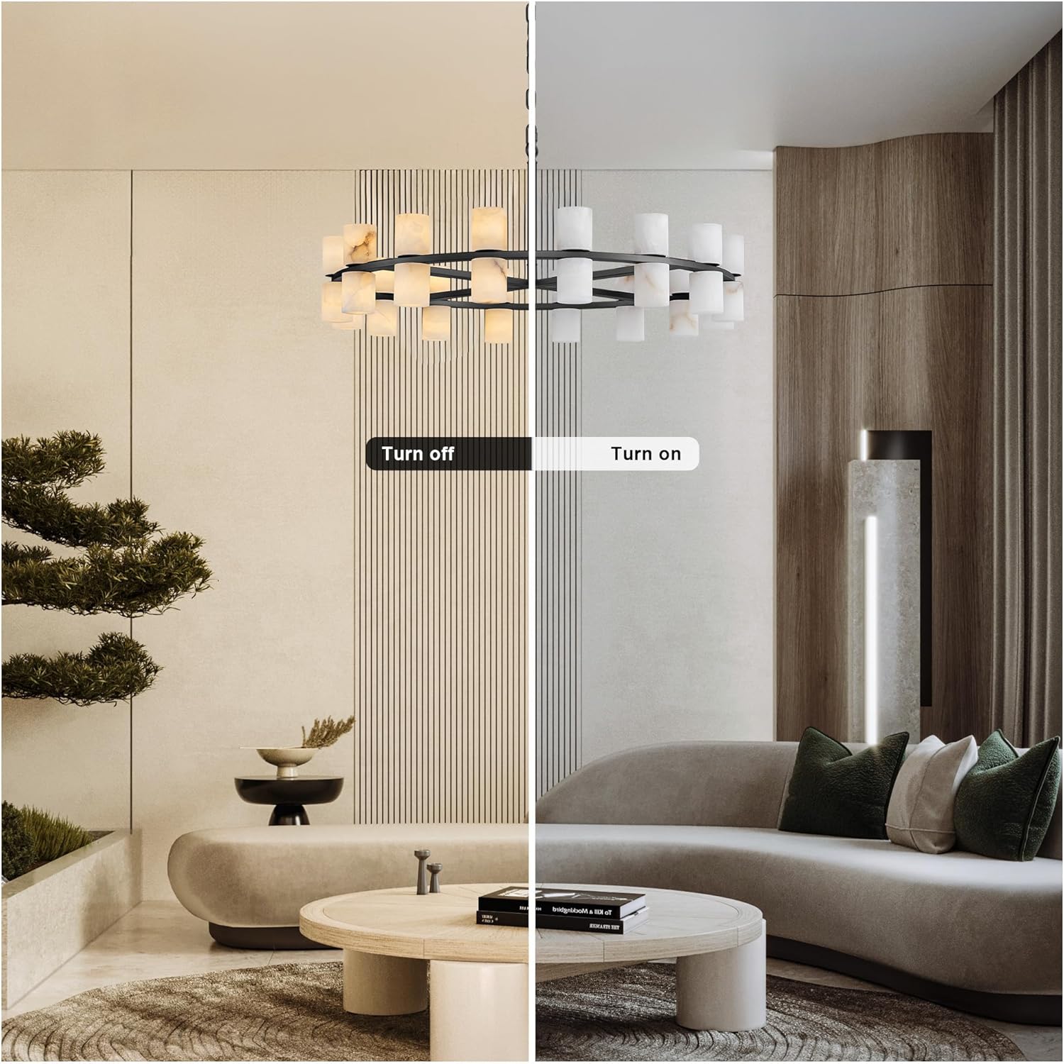 Alabaster Round Chandelier, Natural Spanish Stone Texture Chandeliers, D31in Round Chandeliers for Dining Room Chandelier Light Fixture for Kitchen Living Room Foyer Entryway Hallway (Black)