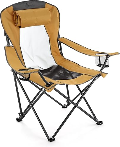 Miniatura 4 de ARROWHEAD OUTDOOR Silla de camping híbrida plegable portátil 2 en 1, reclinable ajustable, ventilación, acolchado, portavasos y bolsa de