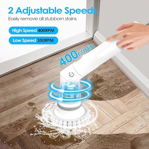 Miniatura 3 de iMounTEK Limpiador eléctrico giratorio, cepillo de limpieza eléctrico con 6 cabezales de cepillo reemplazables, cepillo de limpieza eléctrico de