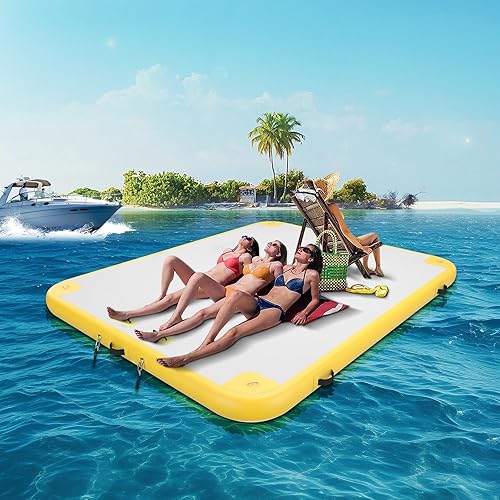Miniatura 6 de Plataforma flotante inflable de 6 pies8 pies10 pies12 pies, almohadilla de agua inflable para adultos, tapete flotante de aire para múltiples