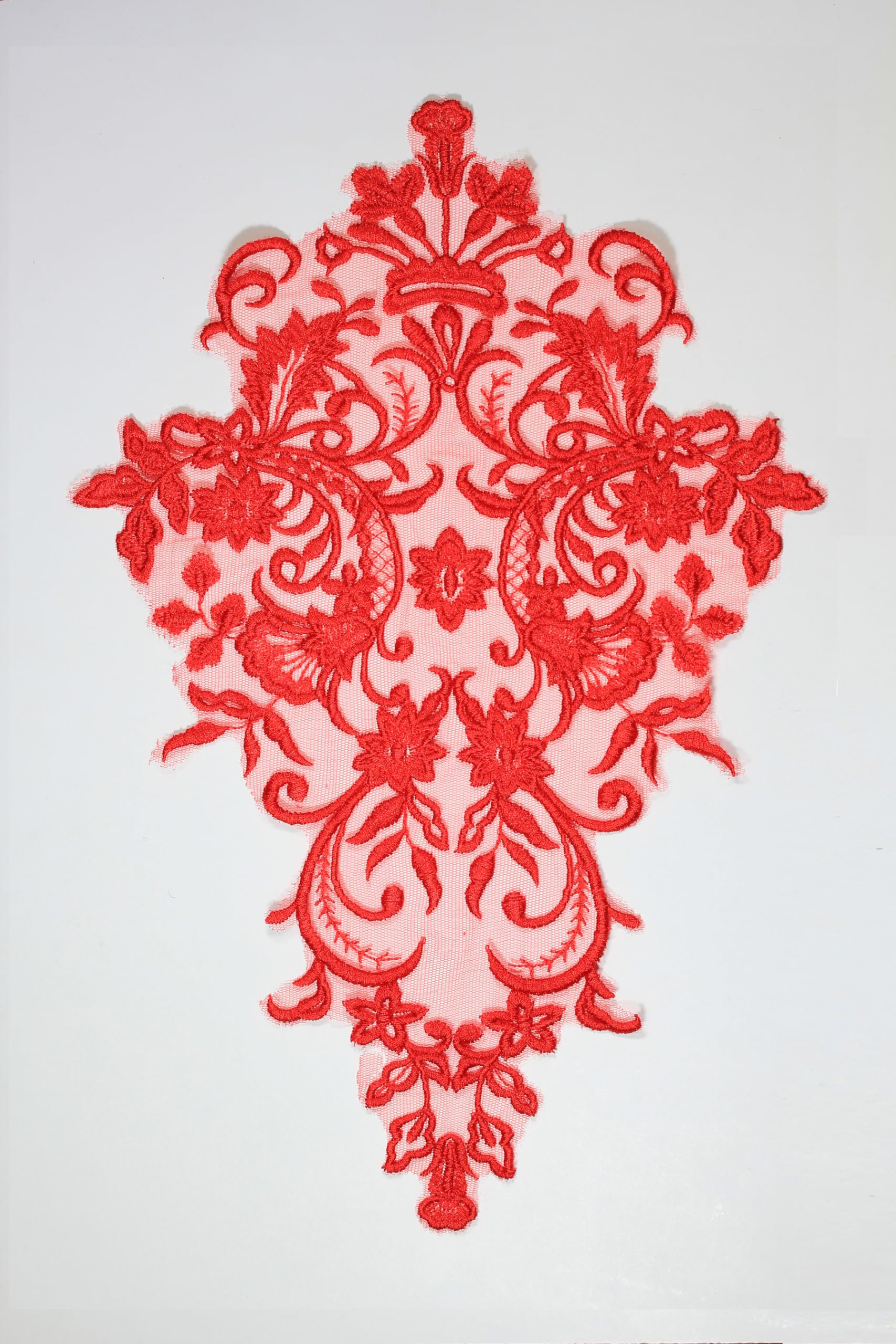 2 Pieces Extra Lace Applique Wedding Motif Sew On #62A (Red)