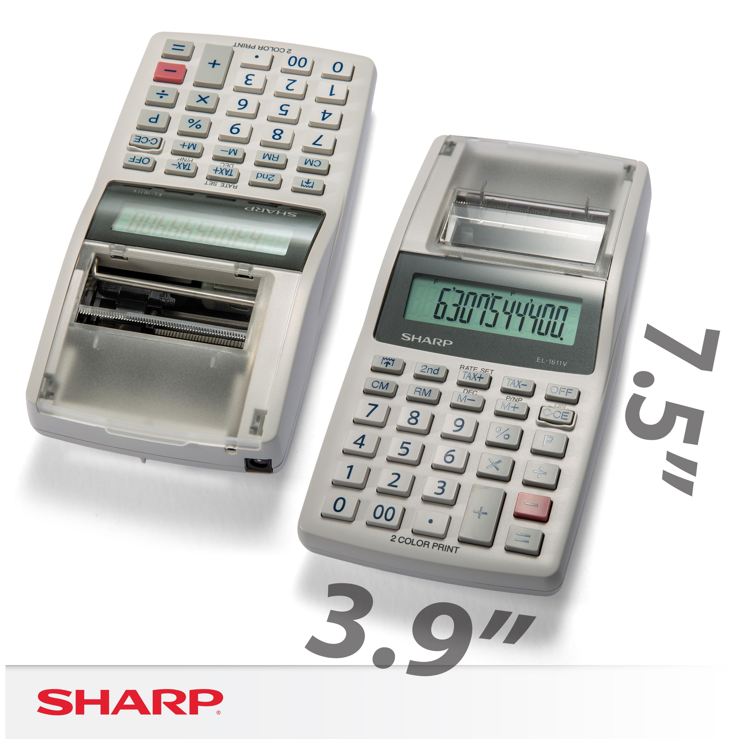 Sharp EL-1611V Calculatrice portable 12 chiffres grand écran LCD bicolore fonctions fiscales 191 x 99 x 42 mm